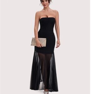 NEW Curvphilo Mesh Strapless Bodycon Maxi Dress-Black size: M